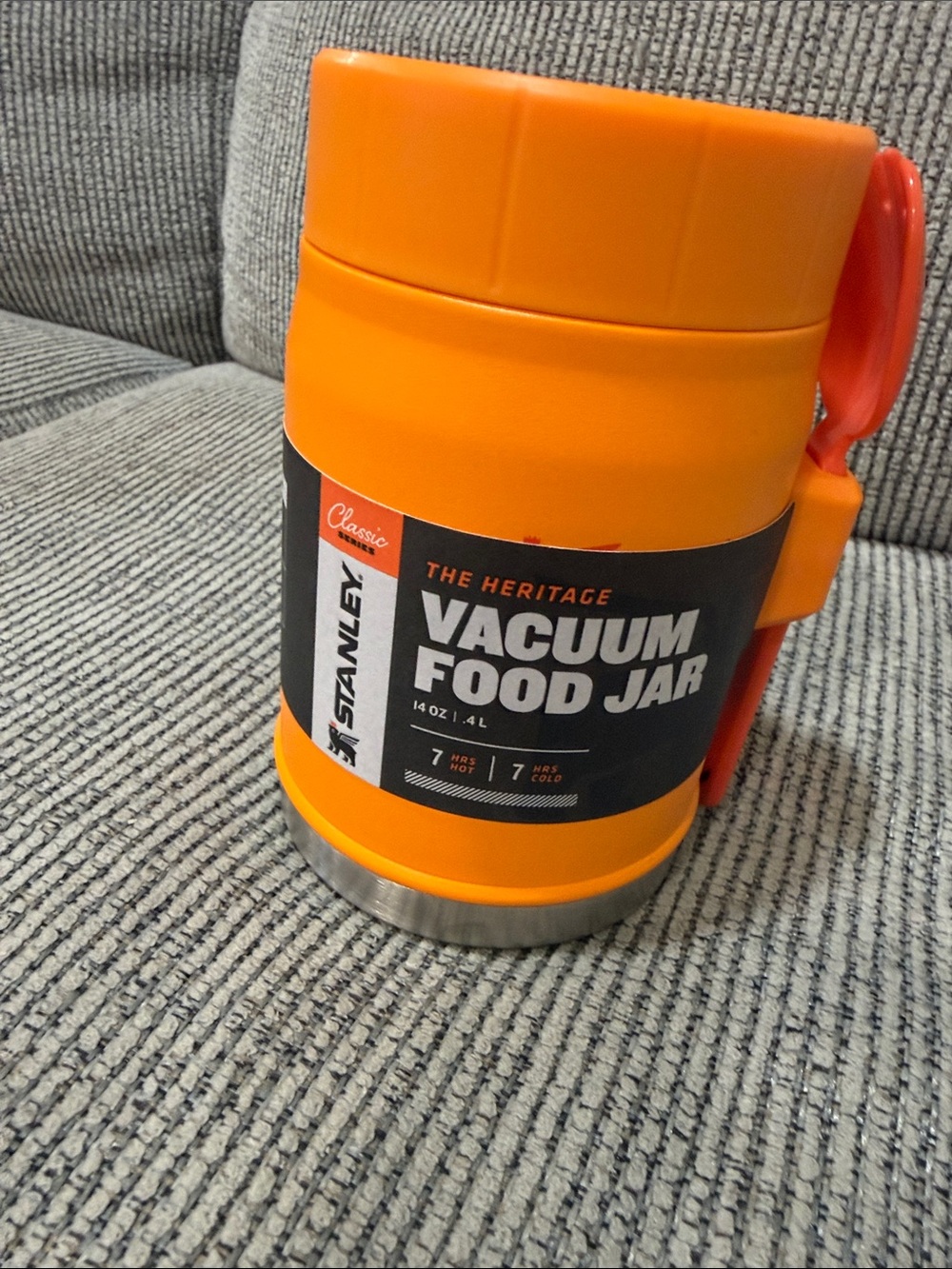Stanley Orange Heritage Vacuum Food Jar with Stainless Accent
